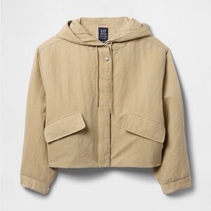 GAP Cropped Khaki Hooded Utility Jacket